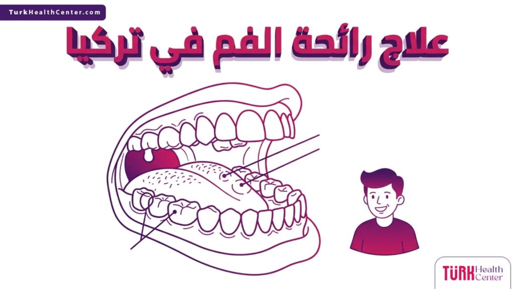إنفوجرافيك تشريحي يوضح التركيب الداخلي للفم وآلية علاج رائحة الفم في تركيا
