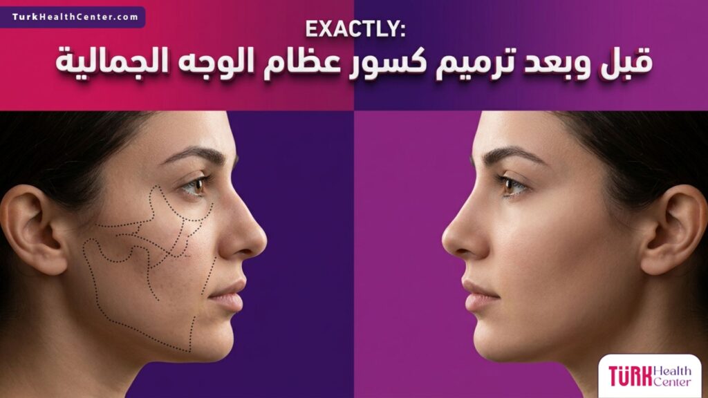 مقارنة قبل وبعد تسلط الضوء على التحول الدقيق في ترميم كسور عظام الوجه الجمالية.