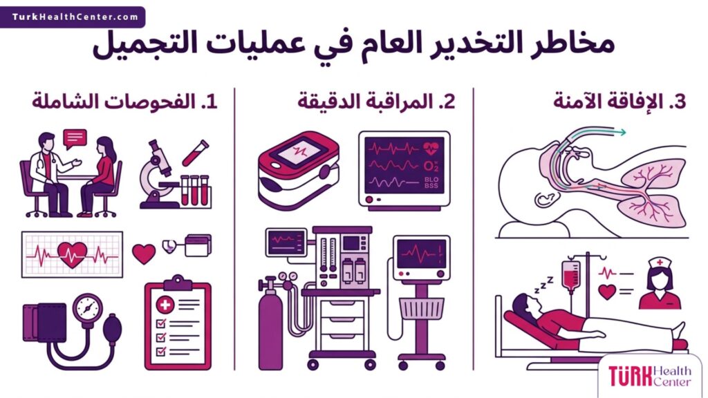 إنفوجرافيك يحدد ثلاث خطوات أساسية لتجنب مخاطر التخدير العام في عمليات التجميل