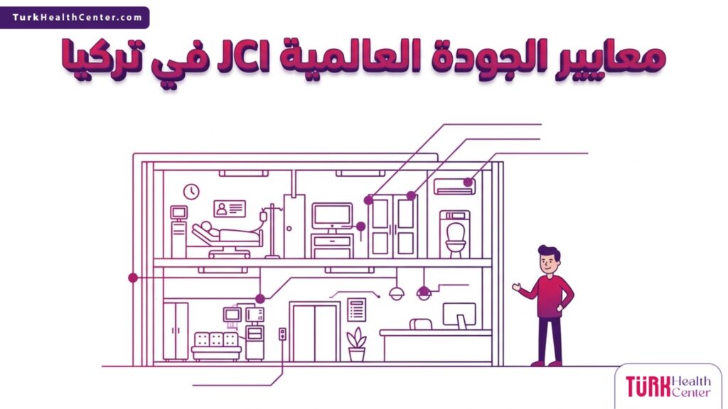 رسم بياني دقيق يوضح بروتوكولات معايير الجودة العالمية JCI في تركيا لسلامة المرضى