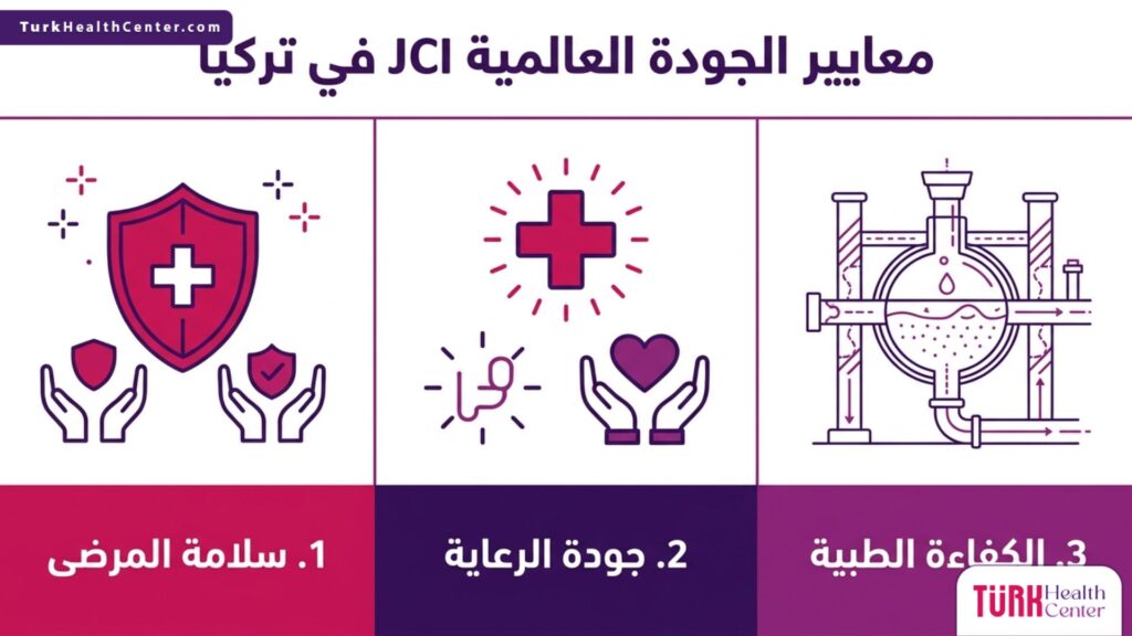 إنفوجرافيك يشرح ركائز معايير الجودة العالمية JCI في تركيا