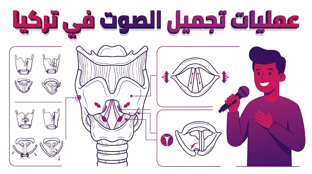  نموذج تشريحي تعليمي يوضح آلية عمل الأحبال الصوتية والتدخل الجراحي في عمليات تجميل الصوت في تركيا.
