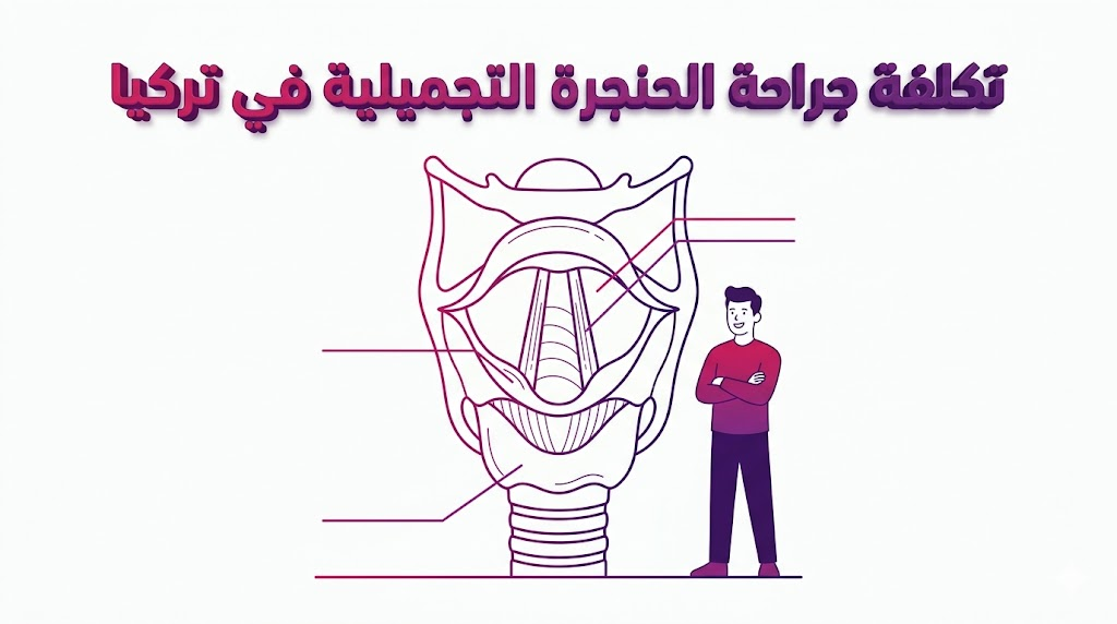 إنفوجرافيك طبي يوضح التشريح الداخلي للحنجرة والتقنيات المتعلقة بـ تكلفة جراحة الحنجرة التجميلية في تركيا.