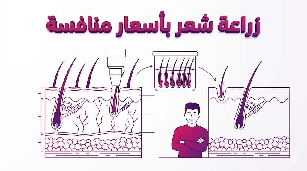  مخطط تشريحي يوضح تقنيات استخلاص البصيلات في عمليات زراعة شعر بأسعار منافسة.