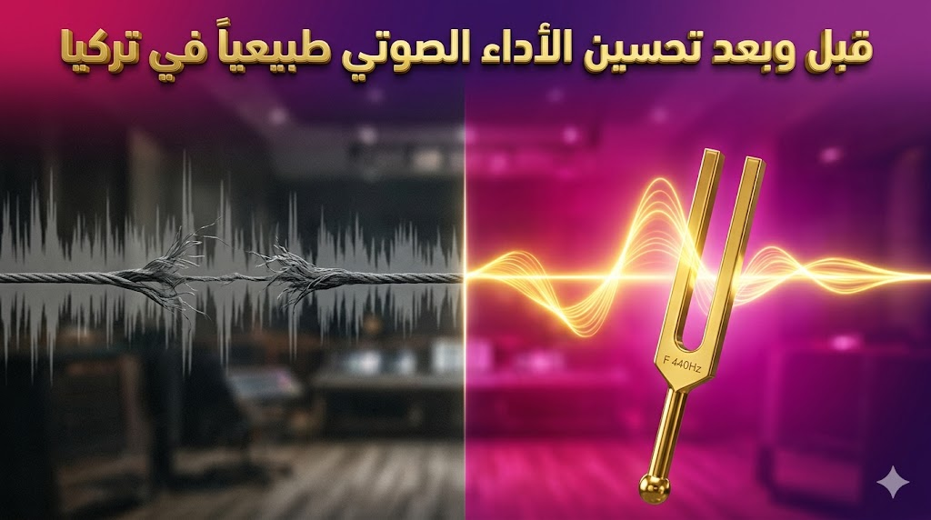 مقارنة بصرية تمثل النتائج المذهلة قبل وبعد تحسين الأداء الصوتي طبيعيا في تركيا.