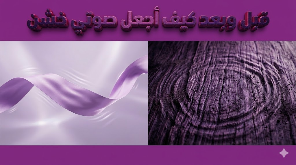  مقارنة بصرية "قبل وبعد" توضح التحول في نبرة الصوت ضمن موضوع كيف أجعل صوتي خشن.