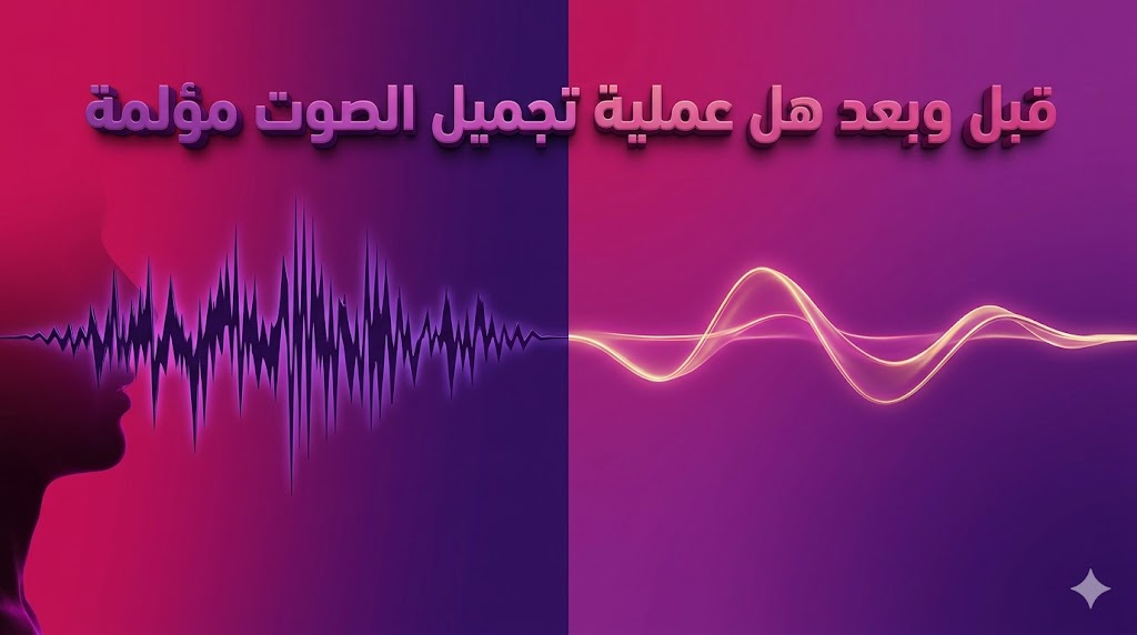  مقارنة توضيحية لنتائج تغيير نبرة الصوت وتوضيح هل عملية تجميل الصوت مؤلمة من خلال تمثيل مرئي للموجات الصوتية.