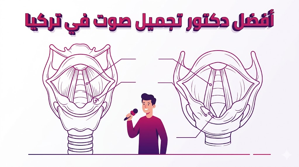  إنفوجرافيك تعليمي يشرح التشريح الداخلي للحنجرة والتقنيات التي يستخدمها أفضل دكتور تجميل صوت في تركيا لتعديل نبرة الصوت.
