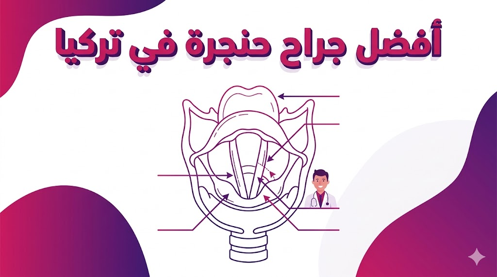  إنفوجرافيك تشريحي يوضح تفاصيل جراحة الحنجرة التي يقوم بها أفضل جراح حنجرة في تركيا.