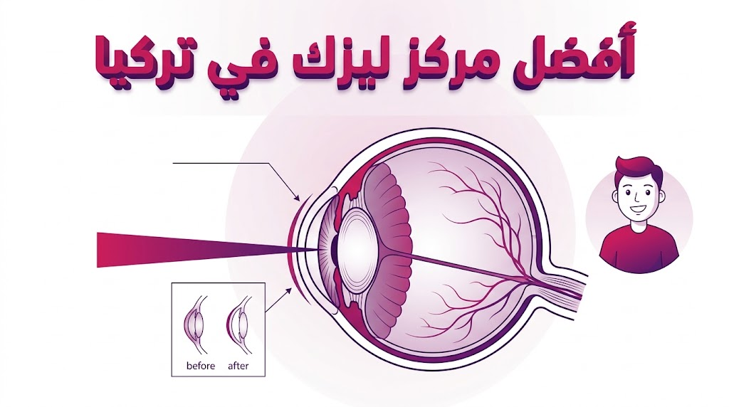 مخطط تشريحي يوضح آلية تصحيح القرنية بالليزر في أفضل مركز ليزك في تركيا.