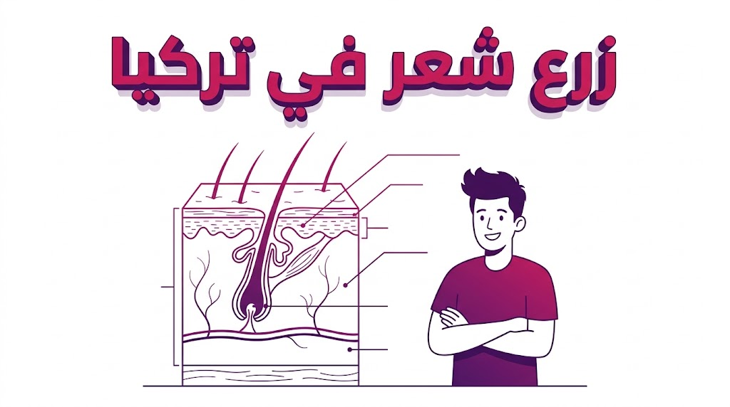  إنفوجرافيك طبي يوضح التشريح العلمي لبصيلات الشعر وكيفية تطبيق زرع شعر في تركيا بنجاح.