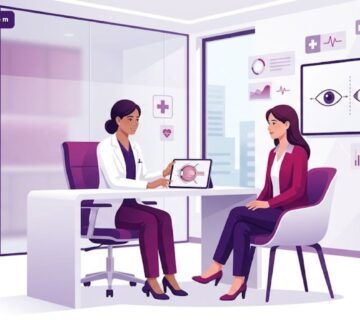 رسوم توضيحية فيكتور لطبيب يشرح عملية تصحيح النظر ضمن خدمات أفضل دكتور ليزك في تركيا 