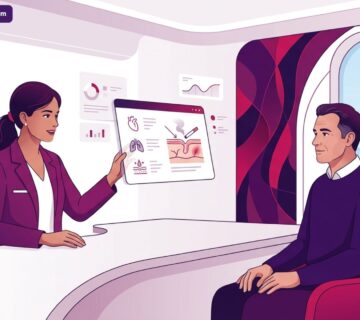طبيب يشرح تأثير التدخين على جراحة التجميل للمريض داخل عيادة طبية فاخرة 