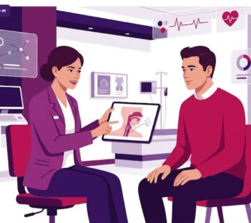 رسوم توضيحية لعيادة حديثة تشرح خطوات تجميل الاحبال الصوتية في تركيا للمريض 
