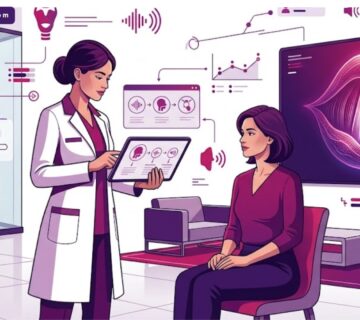 رسوم توضيحية لعيادة طبية متطورة تشرح عملية تجميل الصوت جراحيا في تركيا للمرضى 