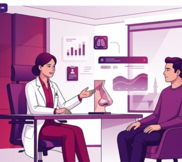 رسوم توضيحية لعيادة حديثة تشرح خطوات تجميل الأنف والجيوب الأنفية في تركيا للمرضى 