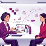 رسم توضيحي يوضح استشارة طبية داخل عيادة تجميل متطورة لمناقشة تكلفة تكبير الصدر في تركيا 