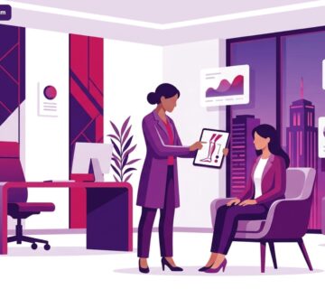 رسم توضيحي متقدم يظهر طبيب يشرح تفاصيل جراحات العظام التجميلية لمريض في عيادة طبية حديثة ومجهزة 