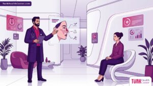 رسم توضيحي لعيادة طبية حديثة تمثل جراحة التجميل في المستشفيات الحكومية التركية