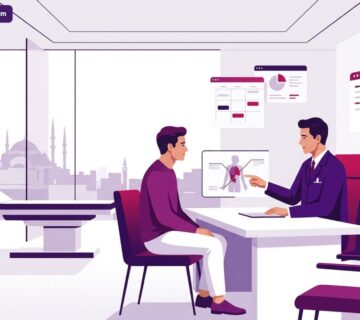 رسم توضيحي يظهر طبيباً متخصصاً يشرح تفاصيل جراحة ترميم الصدمات في إسطنبول لمريض داخل عيادة طبية حديثة 