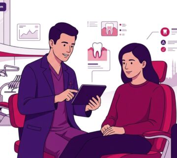 رسم توضيحي لعيادة طبية حديثة يشرح علاج جيوب اللثة في تركيا