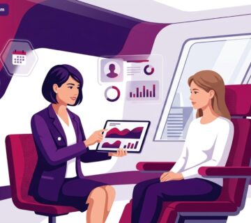 رسم توضيحي مسطح يظهر استشارة طبية احترافية في عيادة فاخرة من أجل حجز موعد جراحة تجميل في تركيا