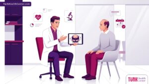 رسوم توضيحية فنية لعيادة طبية حديثة تشرح خطوات زراعة شعر في تركيا بألوان فاخرة 
