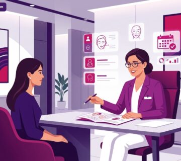 طبيب متخصص يشرح تفاصيل عمليات التجميل للوجه في تركيا داخل عيادة طبية حديثة ومجهزة 