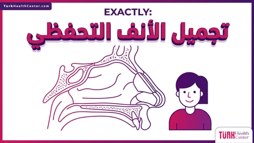 رسم تشريحي طبي يوضح هيكل الغضاريف والعظام أثناء عملية تجميل الأنف التحفظي للحفاظ على ظهر الأنف.