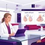 طبيب متخصص يشرح لمريض في عيادة فخمة الفرق بين تجميل الأنف بالخيوط والجراحة الدائمة