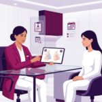 رسم توضيحي طبي متقدم لطبيب يشرح خطوات تجميل الأنف التحفظي لمريض داخل عيادة فاخرة 