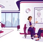 رسم توضيحي متجهي فاخر لطبيب يشرح تفاصيل تجميل الوجه بالكامل في تركيا لمريض داخل عيادة حديثة 