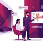 رسم توضيحي يوضح طبيب يشرح للمريض تفاصيل وتكلفة جراحة الأذن في تركيا داخل عيادة حديثة 