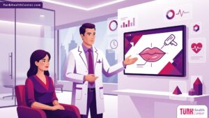 طبيب خبير يشرح تفاصيل وإجراءات توريد الشفايف بالليزر في تركيا داخل عيادة تجميل حديثة 