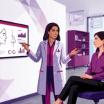طبيب يشرح للمريض هل عملية تجميل الأنف تغير الملامح؟ داخل عيادة طبية فاخرة 