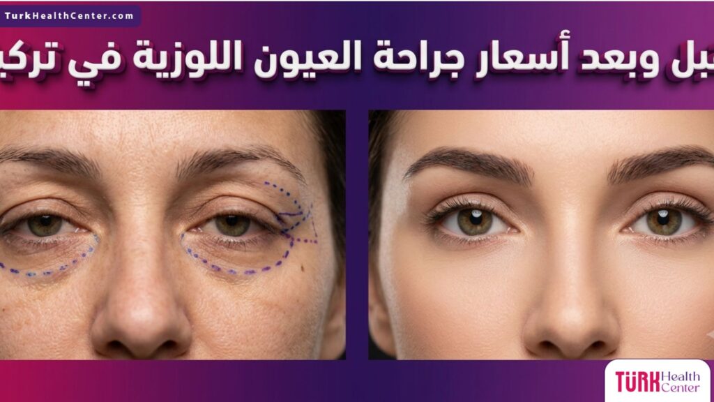 مقارنة واقعية لنتائج قبل وبعد توضح علامات التجميل والرفع الجراحي للحصول على مظهر العيون اللوزية الجذاب.