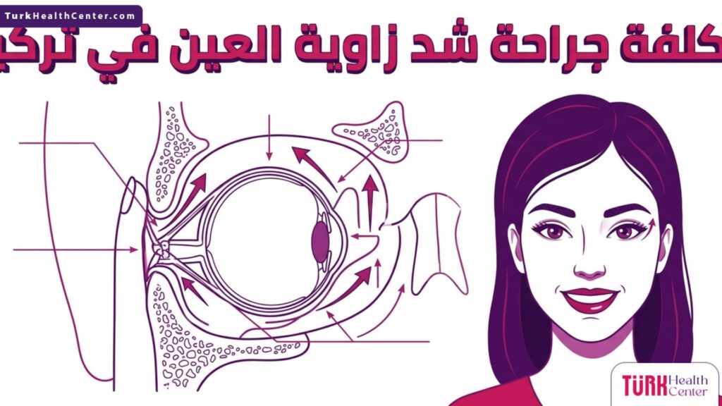 مخطط تشريحي طبي يوضح تفاصيل جراحة الكانثوبلاستي وتأثيرها الهيكلي لتوضيح تكلفة جراحة شد زاوية العين في تركيا بشكل علمي.