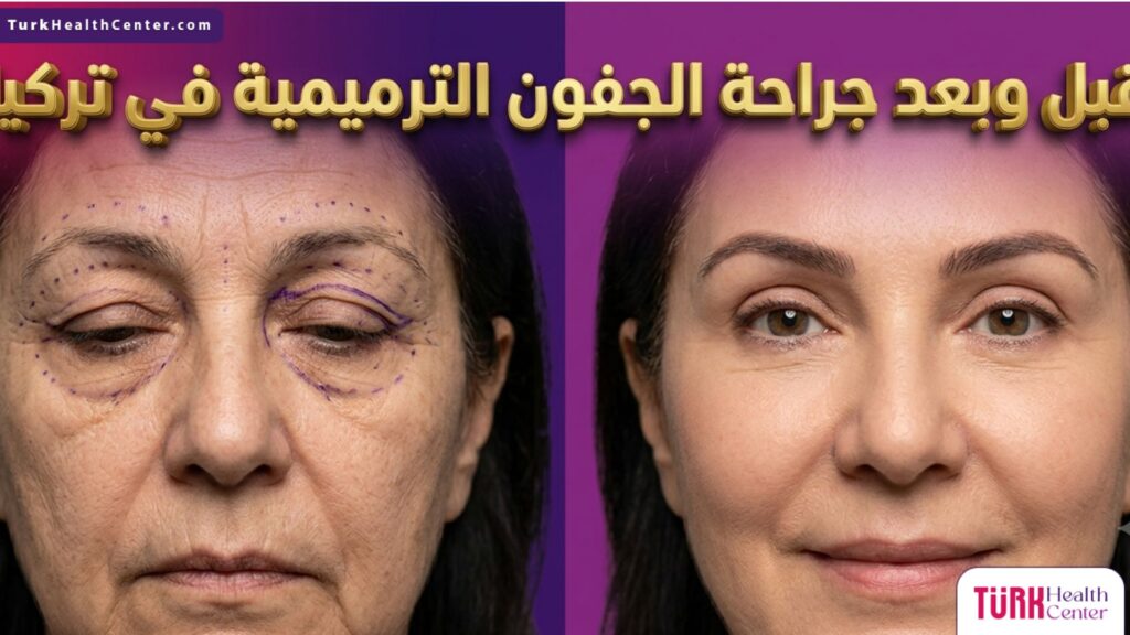 مقارنة واقعية قبل وبعد إجراء جراحة الجفون الترميمية في تركيا مع إظهار النتائج التجميلية والعلاجية المذهلة.