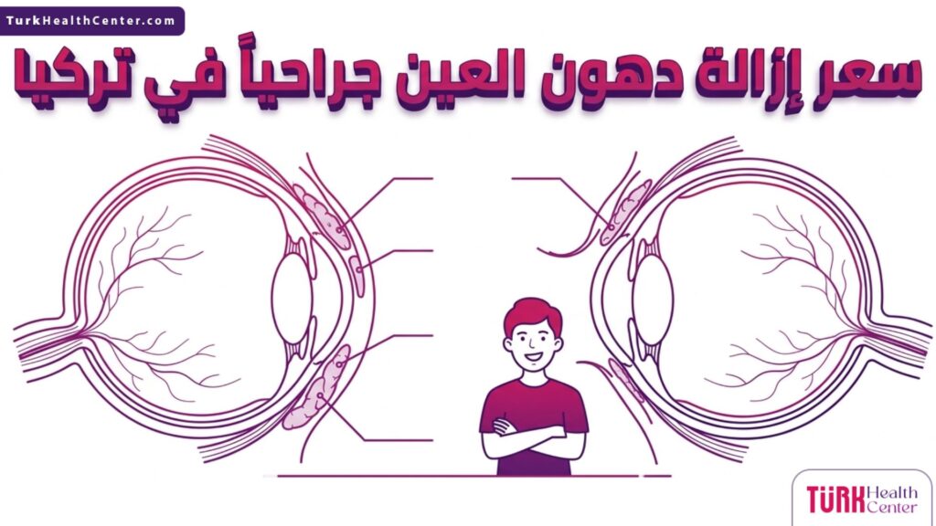 نموذج تشريحي دقيق يوضح الطبقات الدهنية للجفن السفلي وآلية تحديد سعر إزالة دهون العين جراحياً في تركيا