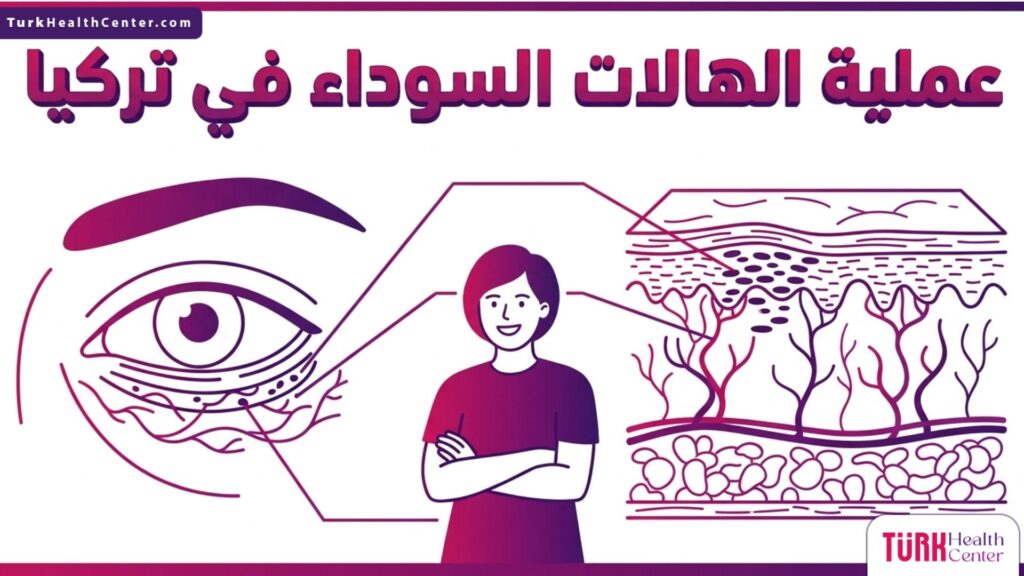 مخطط تشريحي طبي يوضح الطبقات الجلدية الدقيقة المستهدفة خلال عملية الهالات السوداء في تركيا.