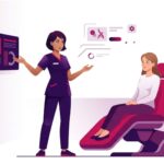 رسم توضيحي متجهات لعيادة تجميل تناقش سعر جلسة البلازما جيت للجفون وتقنيات شد الجفون غير الجراحية 