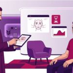 رسم توضيحي للطبيب يشرح تفاصيل عمليات تجميل العيون والجفون للرجال في عيادة طبية فاخرة 