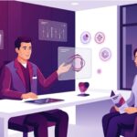 رسم توضيحي طبي عالي الدقة لطبيب يشرح للمريض حول نتائج شد الجفون في تركيا داخل عيادة تجميل حديثة