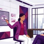 رسم توضيحي لعيادة طبية فاخرة تقدم استشارات حول عمليات تجميل عيون الصقور