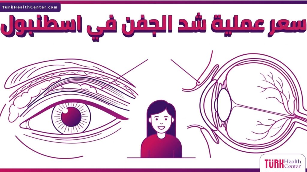 إنفوجرافيك طبي يوضح تفاصيل التشريح العلمي لمعرفة سعر عملية شد الجفن في اسطنبول